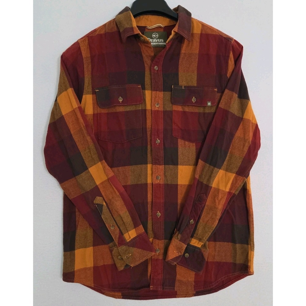 Dravus Long Sleeve Button Up Plaid Flannel Shirt Small Fall Colors